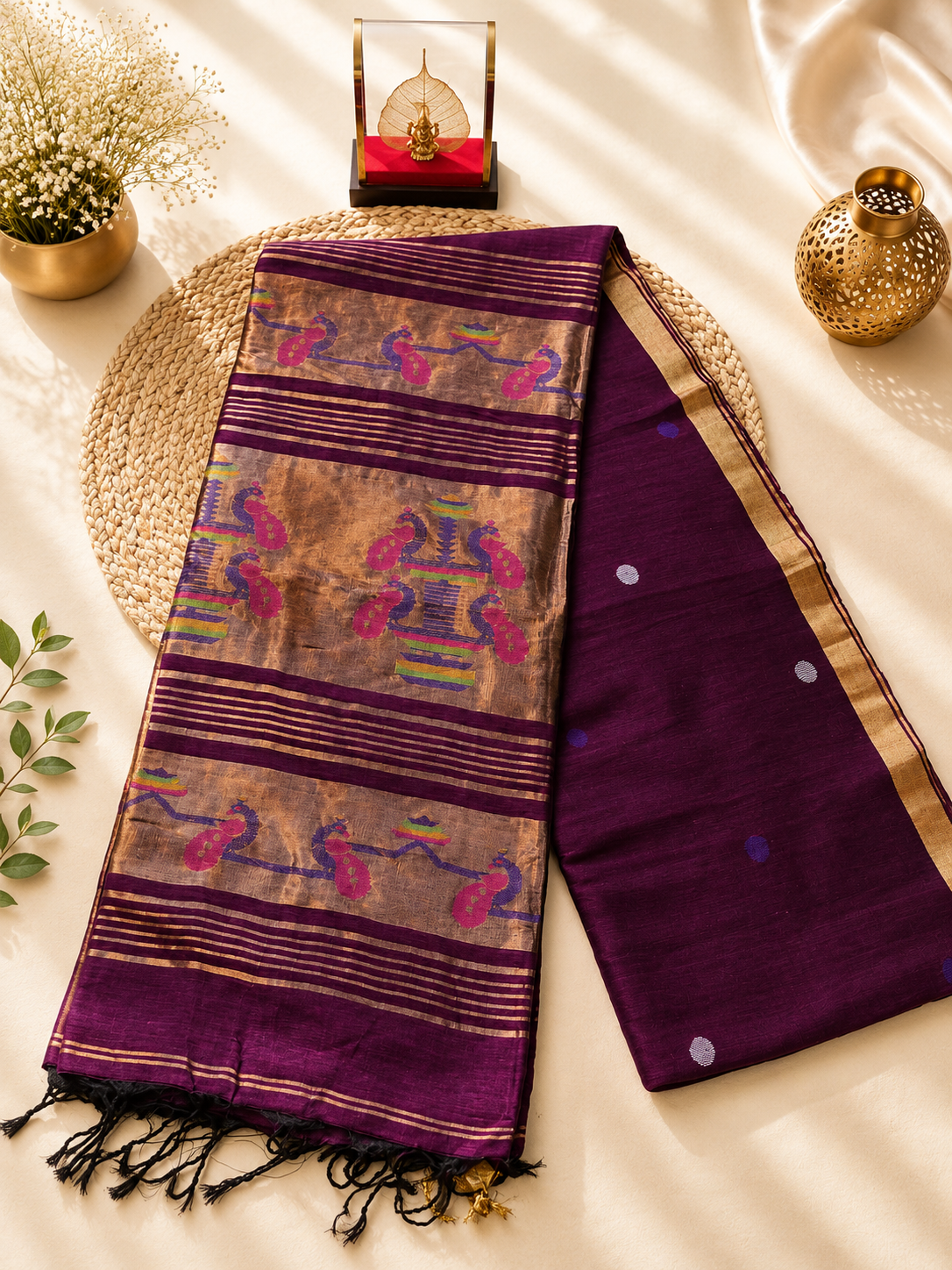 Premium Silk Linen - Paithani Pallu