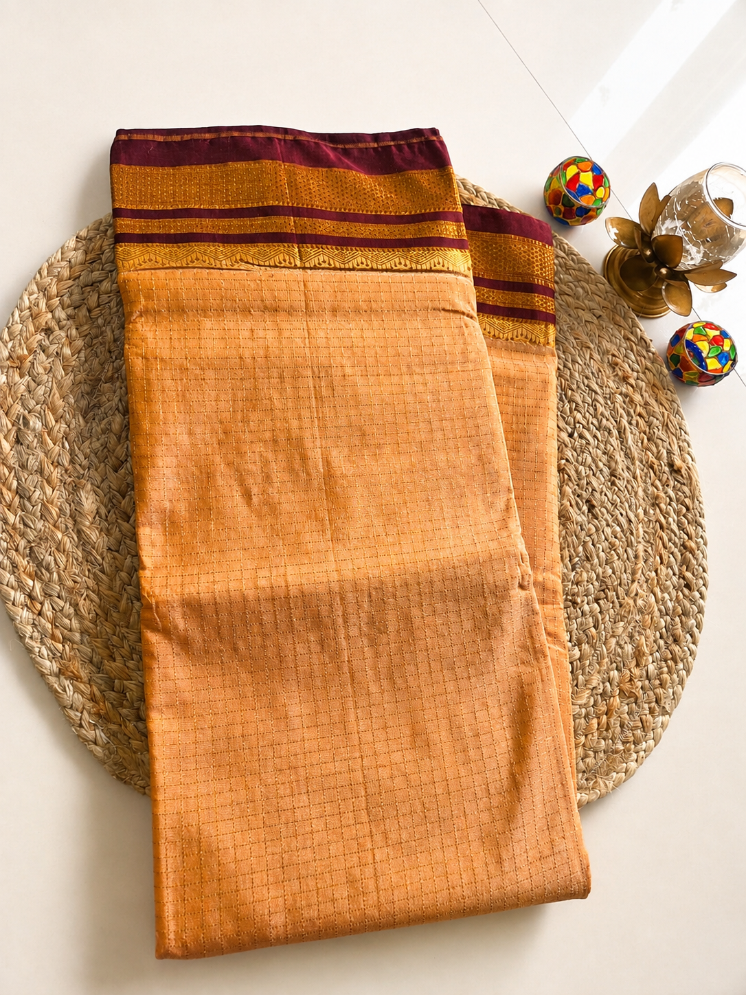 Ilkal - Small Jari Checks - Silk Cotton