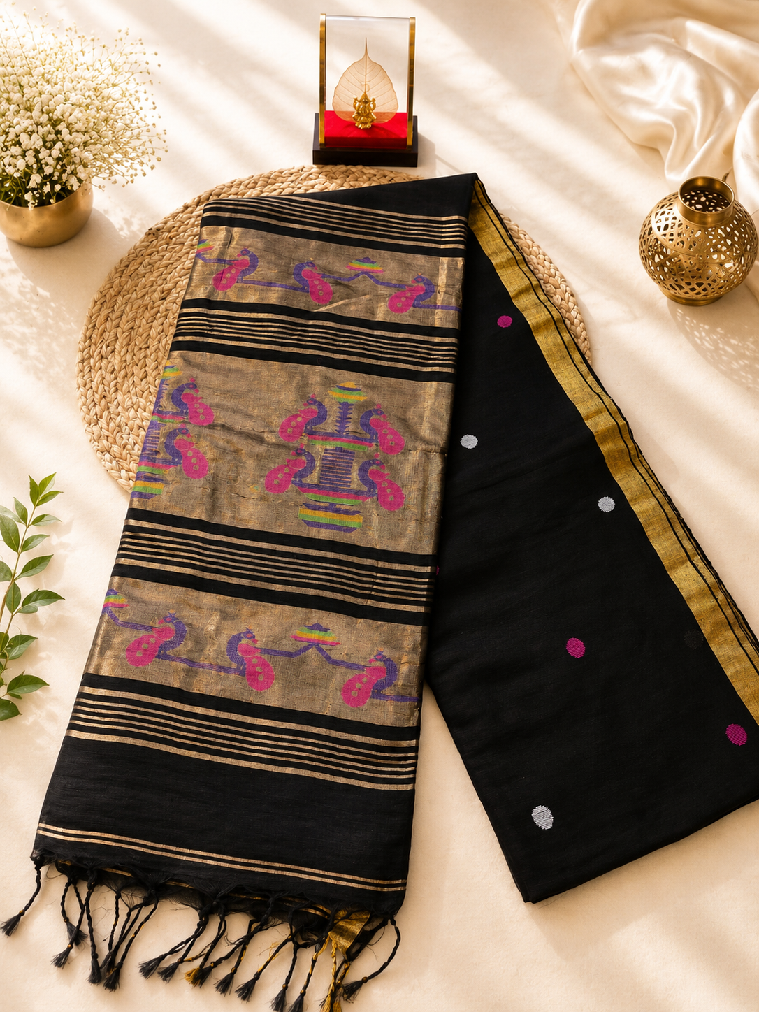 Premium Silk Linen - Paithani Pallu