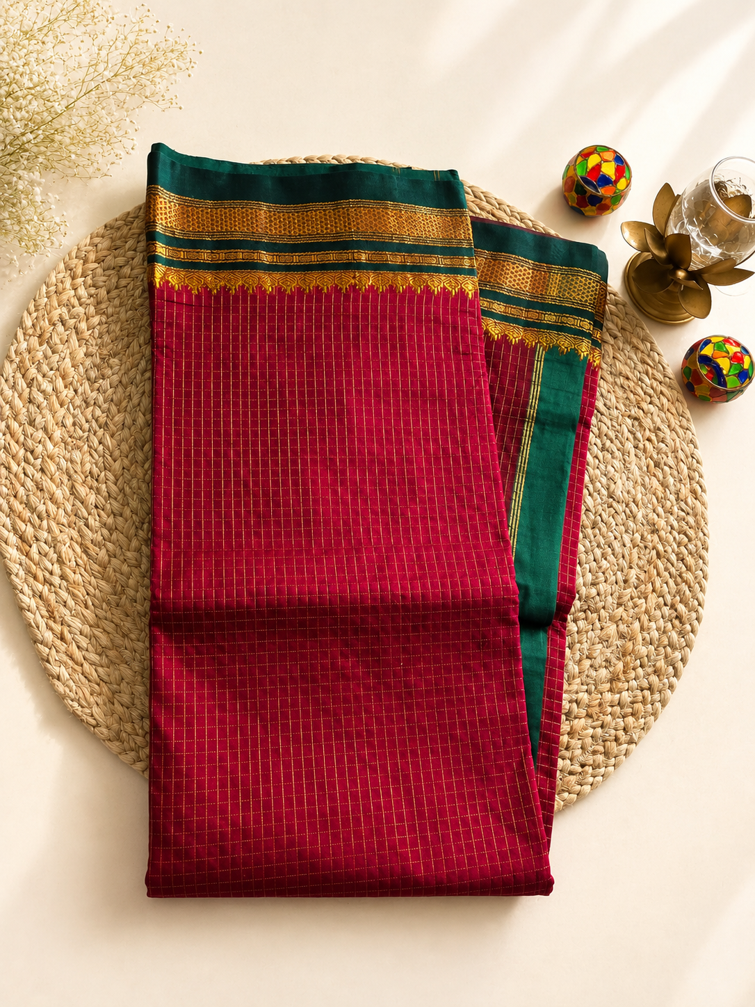 Ilkal - Small Jari Checks - Silk Cotton