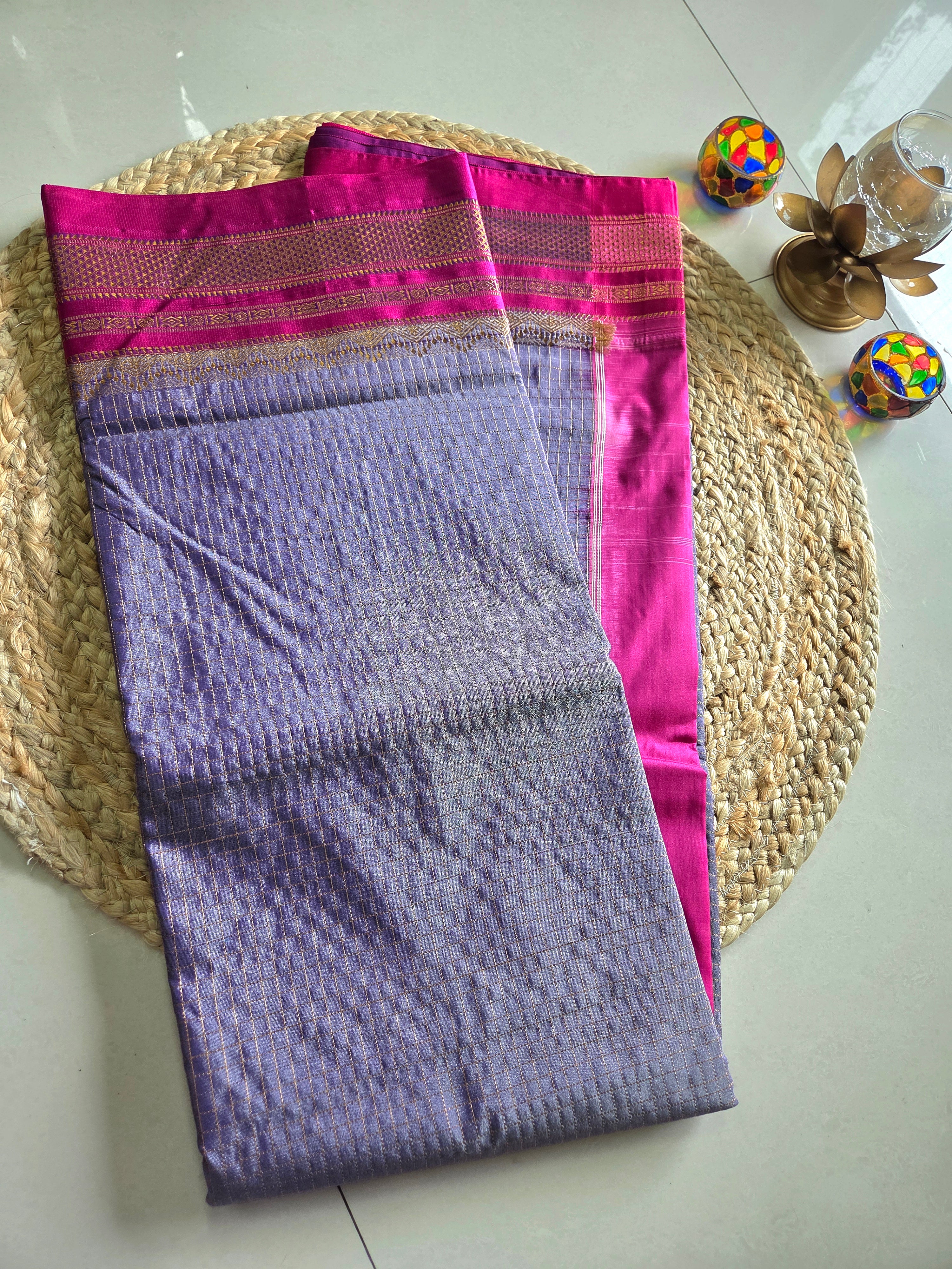 Ilkal - Small Jari Checks - Silk Cotton
