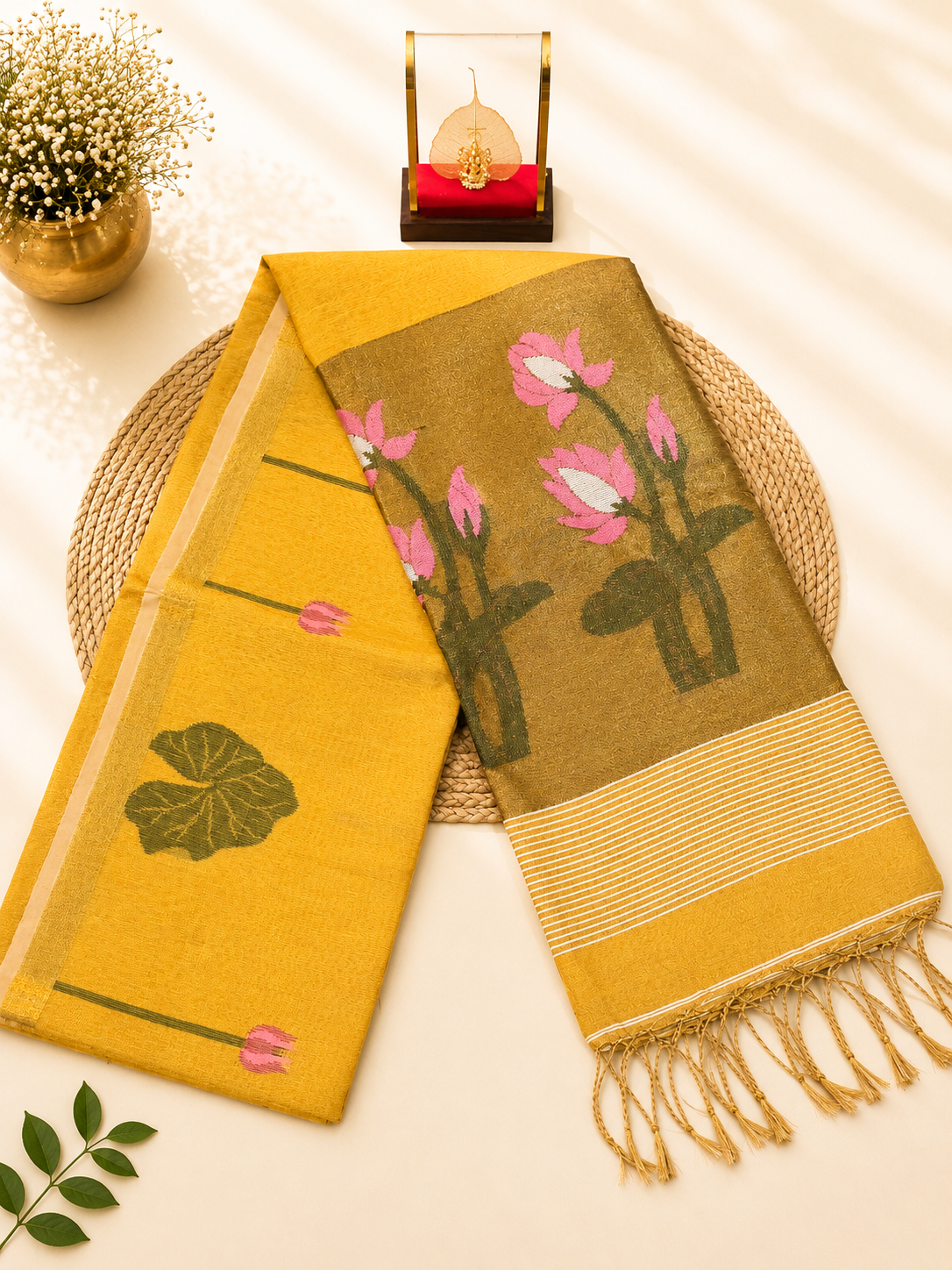 Premium Silk Linen - Tulip Motifs