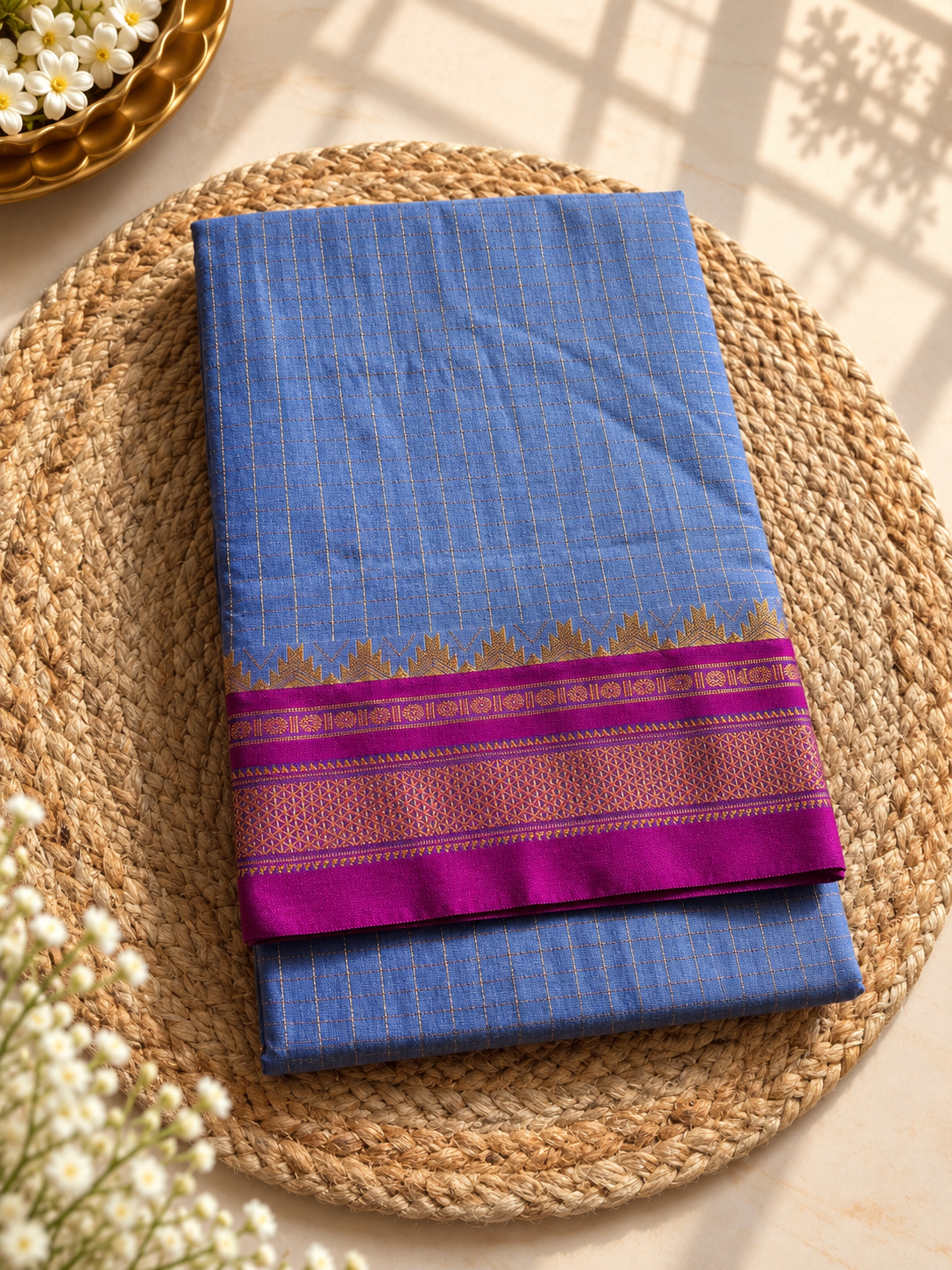 Ilkal - Small Jari Checks - Silk Cotton