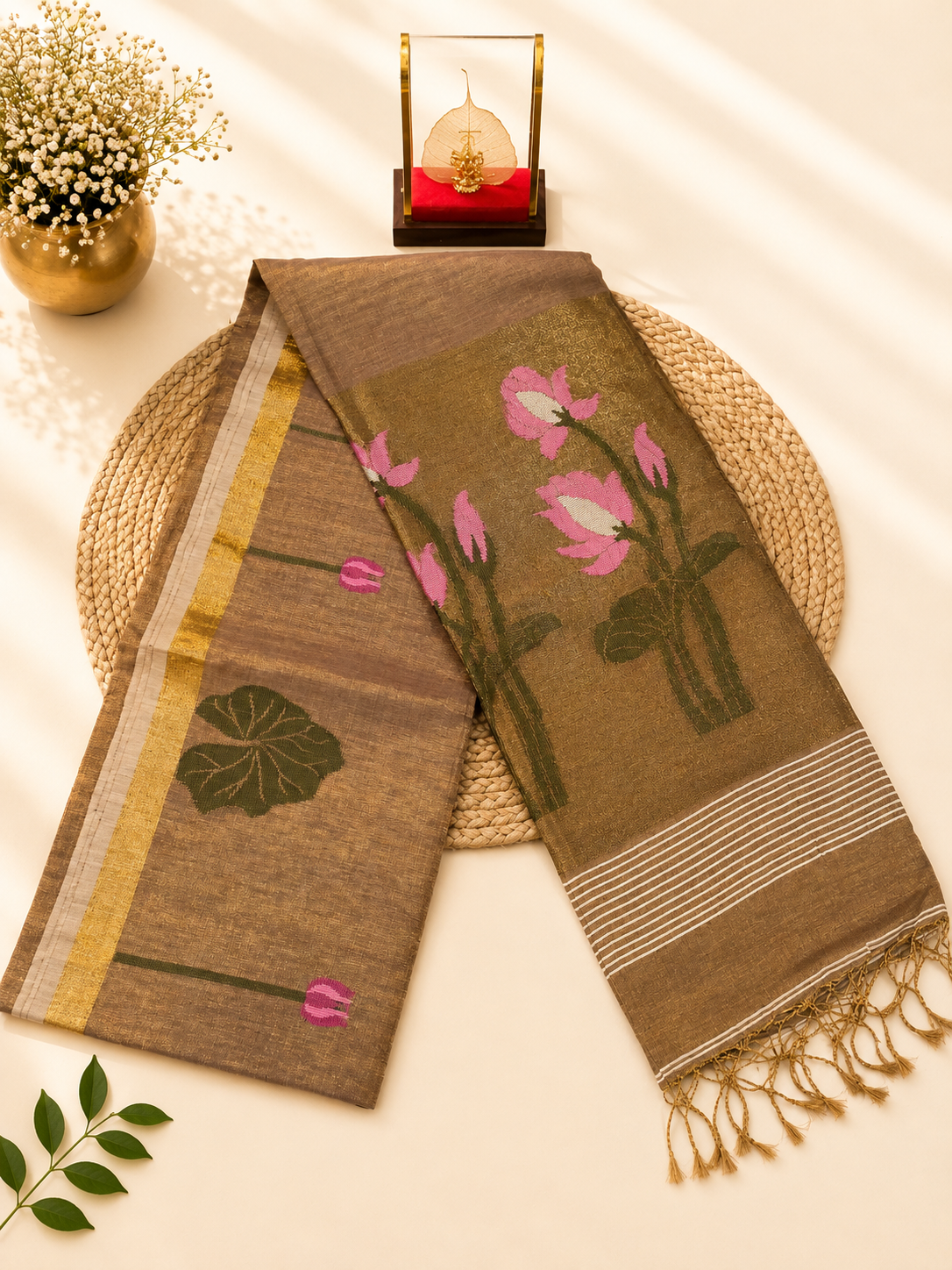 Premium Silk Linen - Tulip Motifs