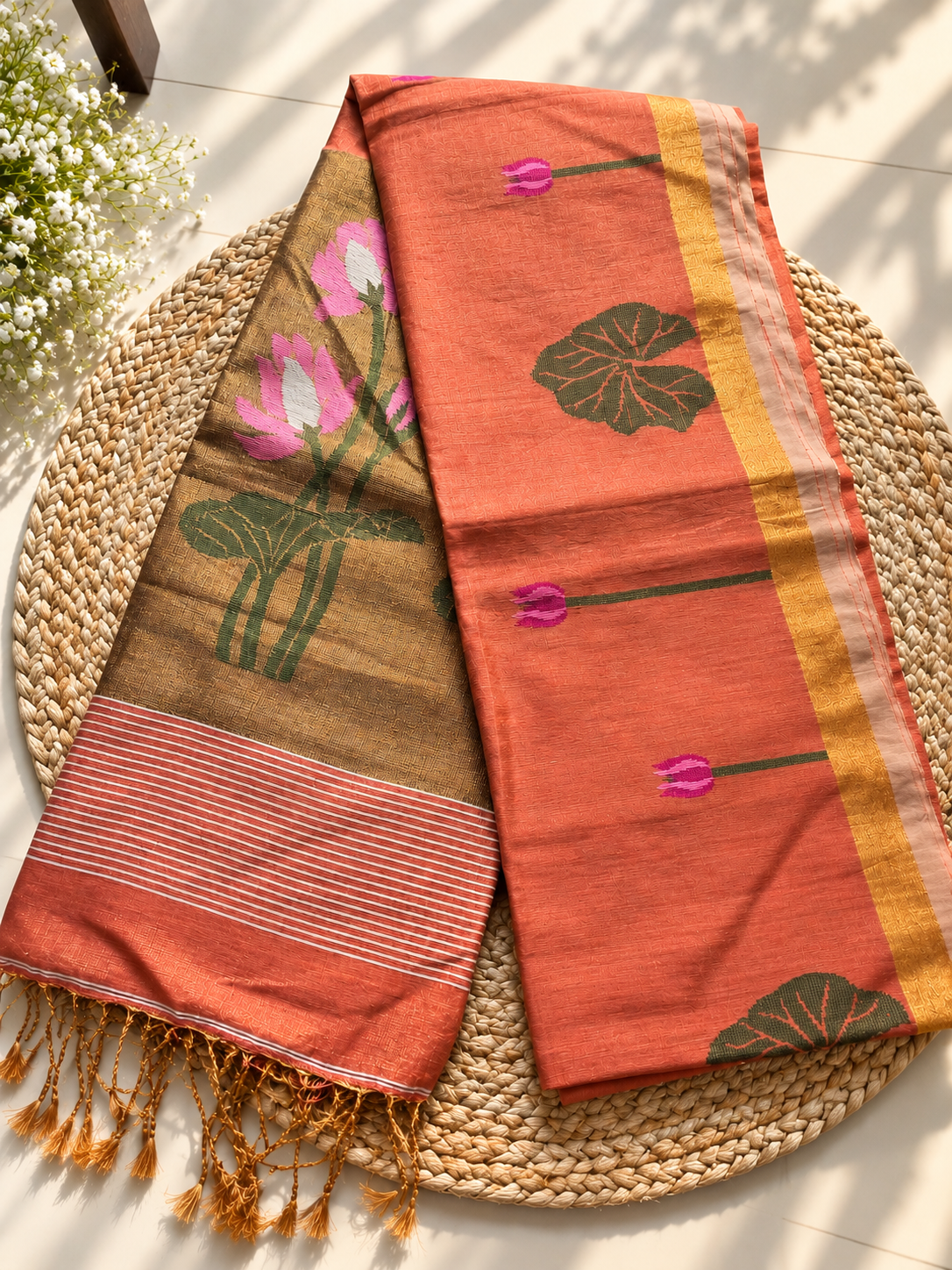 Premium Silk Linen - Tulip Motifs