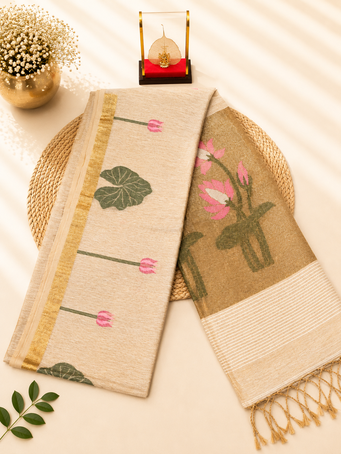 Premium Silk Linen - Tulip Motifs