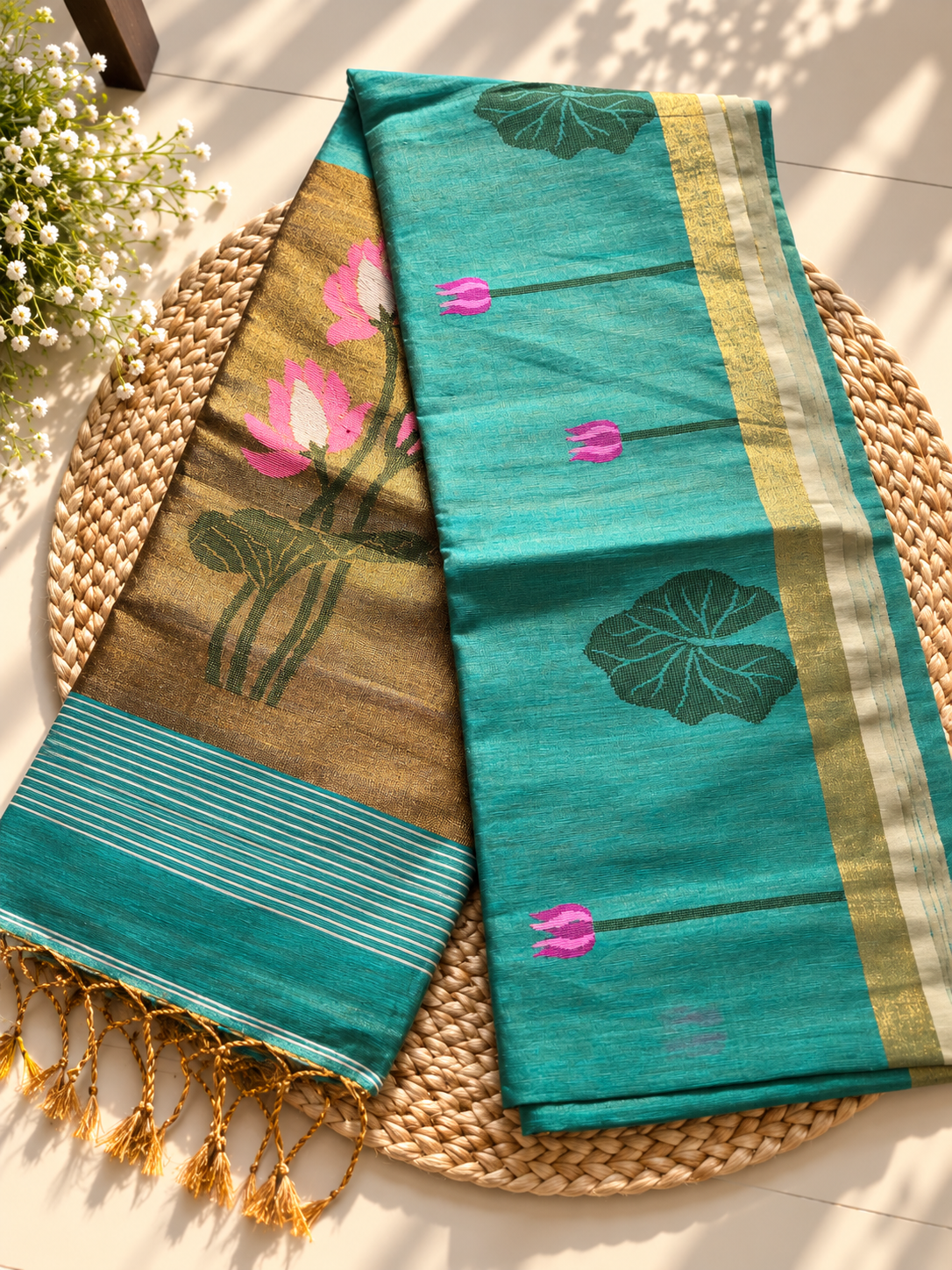 Premium Silk Linen - Tulip Motifs