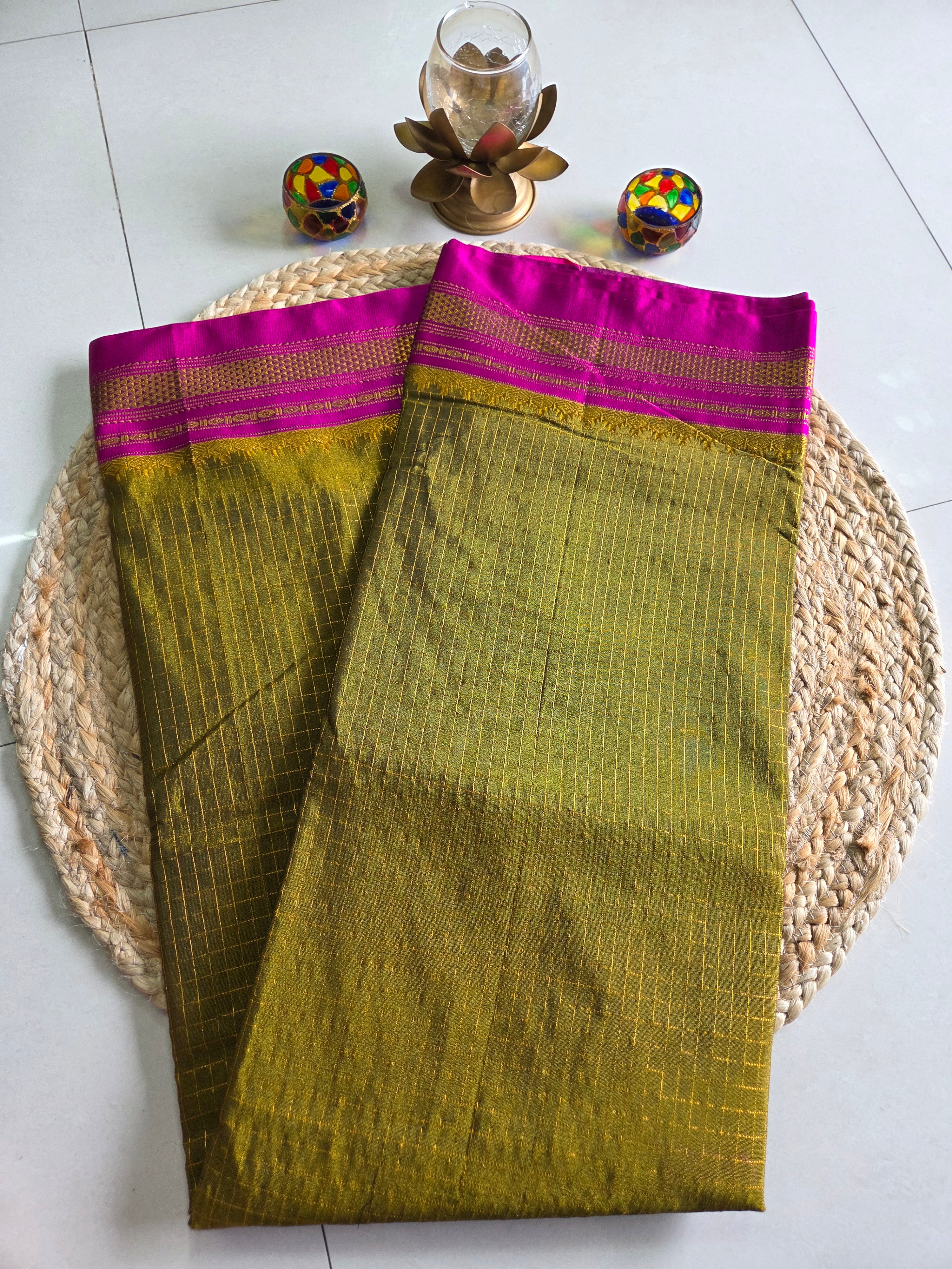 Ilkal - Small Jari Checks - Silk Cotton