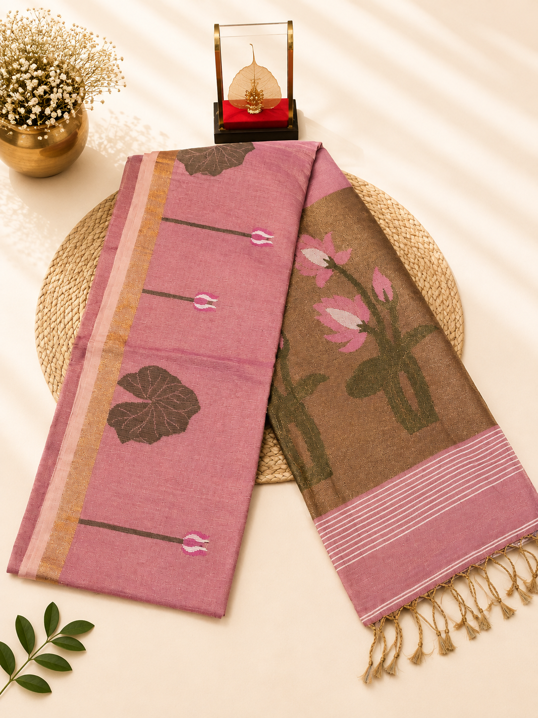 Premium Silk Linen - Tulip Motifs