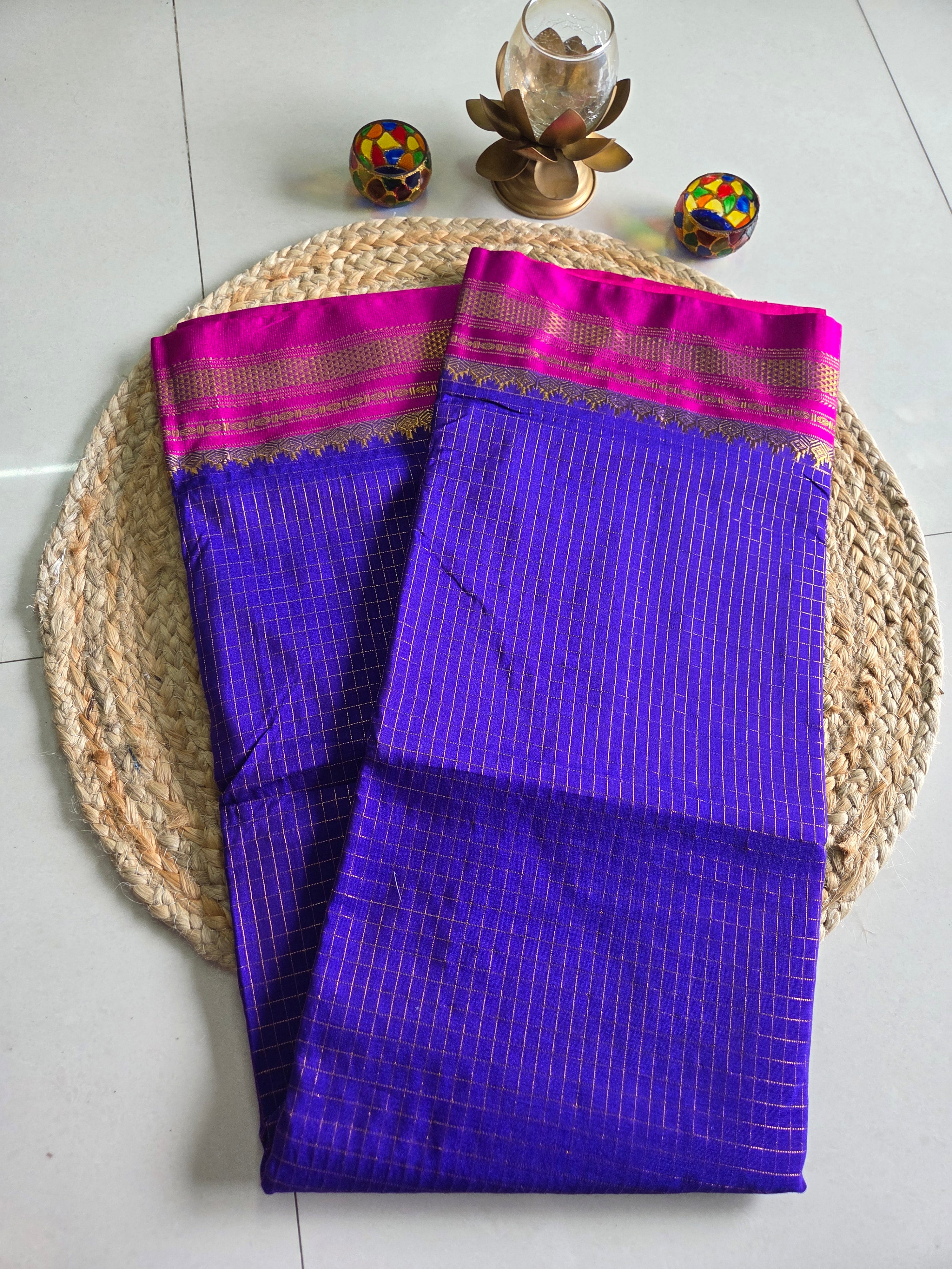 Ilkal - Small Jari Checks - Silk Cotton