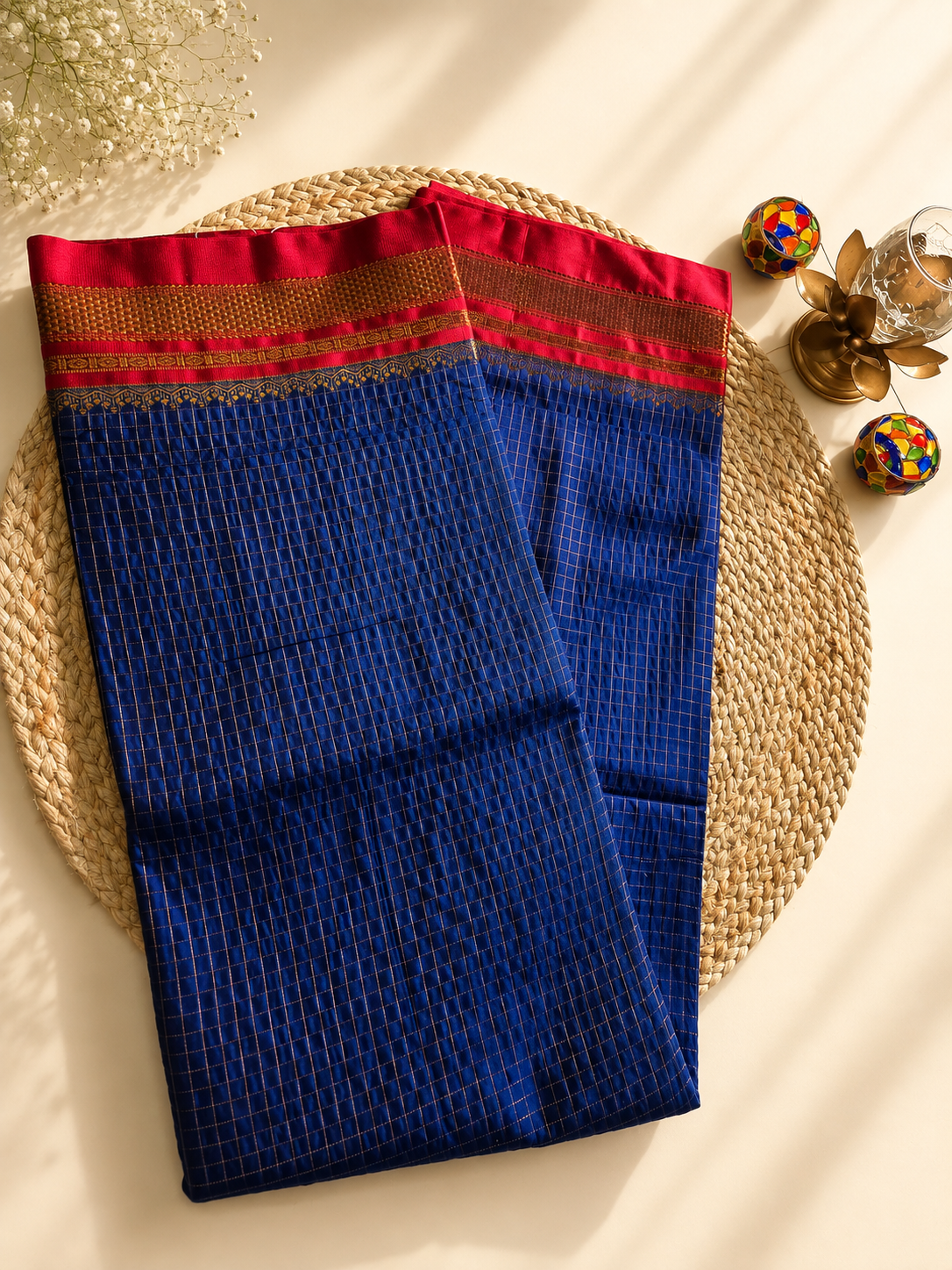 Ilkal - Small Jari Checks - Silk Cotton