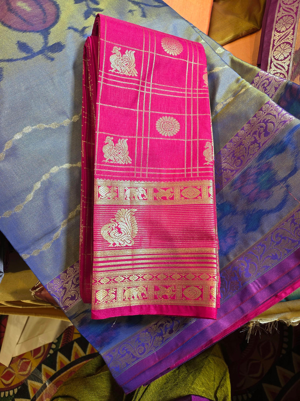 Kanchi Pattu Pink Checks